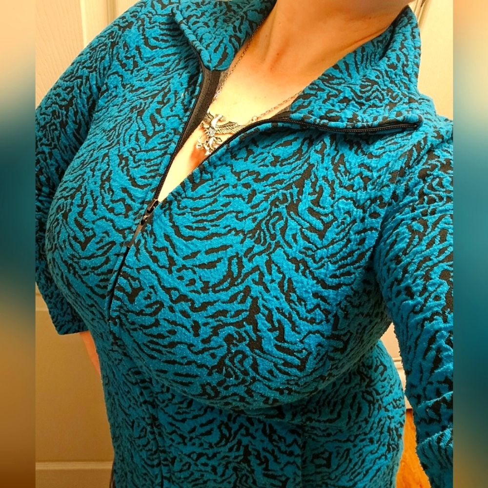 Teal/turquoise zip-up sweater
